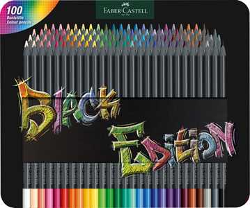 Cartoleria Confezione in metallo con 100 matite colorate Black Edition Faber-Castell