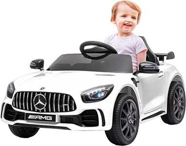 Giocattolo Auto Elettrica Per Bambini 1 Anno Mercedes Elettrica Per Bambini Gt- R Bianca 12 V Con Telecomando e Portelle Apribili Biemme