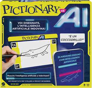 Giocattolo Mattel Games Pictionary Vs. AI - La versione con l'intelligenza artificiale, i giocatori disegnano e l'IA indovina, in italiano Mattel