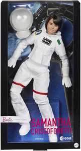 Giocattolo Barbie - Samantha Cristoforetti astronauta ESA, Bambola castana con tuta spaziale realistica Barbie