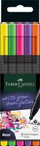 Cartoleria Astuccio in cartone con 5 Grip Finepen Neon (giallo, verde, rosa, viola, arancione) Faber-Castell