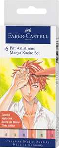 Cartoleria Bustina da 6 Pitt Artist Pen-Manga Set  Kaoiro tratto B per viso e capelli Faber-Castell