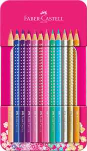 Cartoleria Set in metallo con matite colorate Sparkle, 12 matite, conf. rosa Faber-Castell