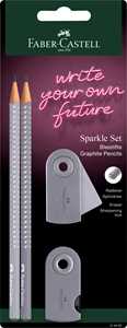 Cartoleria Blister 2 matite di grafite Sparkle + 1 gomma mini sleeve + 1 temperamatite mini sleeve, dapple grey Faber-Castell