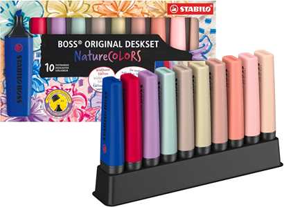 Cartoleria Evidenziatore - STABILO BOSS ORIGINAL NatureCOLORS Wildflower - Desk-Set - 10 Colori assortiti STABILO