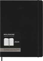 Cartoleria Agenda Moleskine PRO settimanale verticale 2024, 12 mesi, XL, copertina rigida, Nero - 19 x 25 cm Moleskine