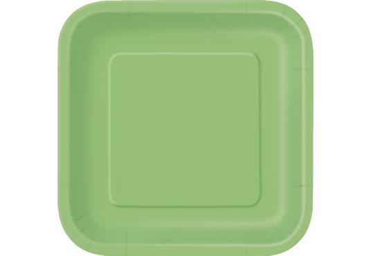 14 Lime Green 9In Square Plate Sup. Piatto Carta Quadrato 23 Cm Verde Lime