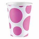 Solid Colour Dots Pink. 8 Bicchieri 200Ml