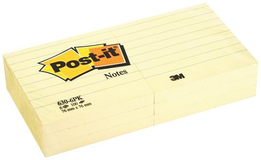 3M Post-it. 100 Foglietti Post-it Colore Giallo Canary A Righe 76x76mm