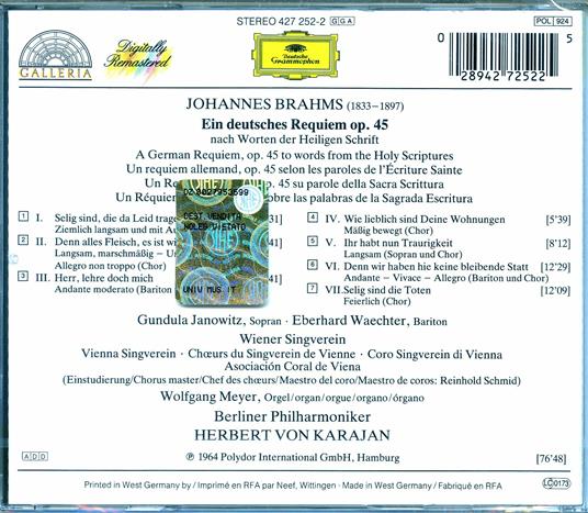 Un Requiem tedesco (Ein Deutsches Requiem) - CD Audio di Johannes Brahms,Herbert Von Karajan,Berliner Philharmoniker - 2