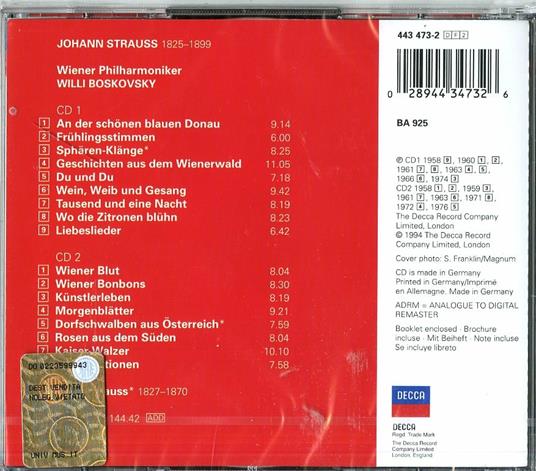 Valzer famosi - CD Audio di Johann Strauss,Wiener Philharmoniker,Willi Boskovsky - 2