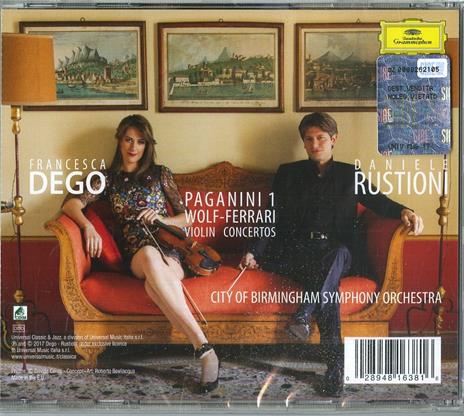 Concerto per violino n.1 op.6 / Concerto per violino op.26 - CD Audio di Niccolò Paganini,Ermanno Wolf-Ferrari,City of Birmingham Symphony Orchestra,Francesca Dego,Daniele Rustioni - 2