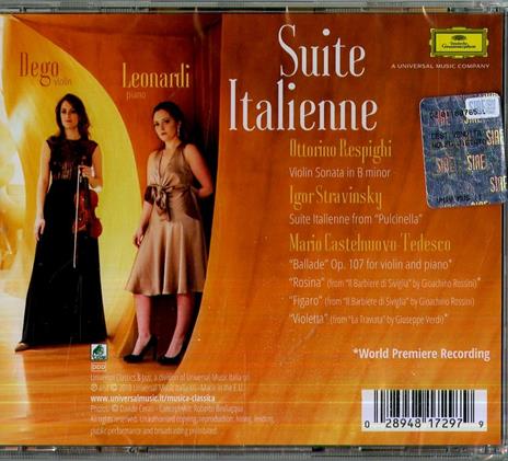 Suite italianne - CD Audio di Ottorino Respighi,Igor Stravinsky,Mario Castelnuovo-Tedesco,Francesca Leonardi,Francesca Dego - 2