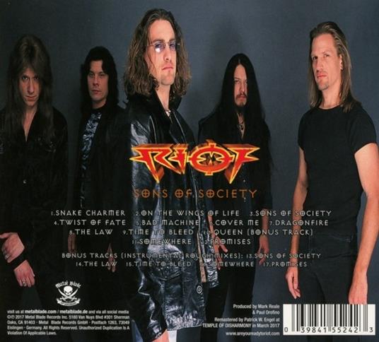 Sons of Society (Digipack) - CD Audio di Riot - 2