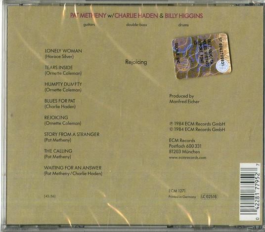 Rejoicing - CD Audio di Charlie Haden,Pat Metheny,Billy Higgins - 2