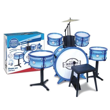 Metallic Silver Drum Set 6 Pcs With Stool - 4