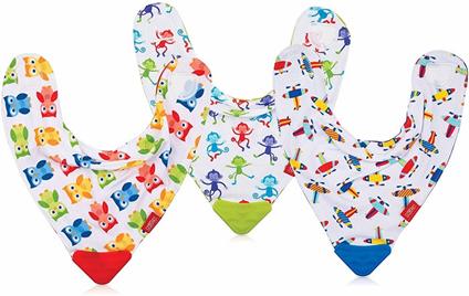 Nuby Bavaglino bandana con angolo massaggiagengive 3m+