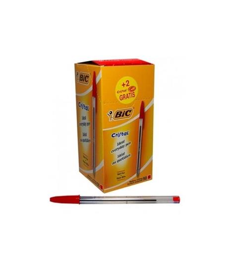 Penna a sfera Bic Cristal medium classic rosso punta 1 mm Confezione da 50 - 2