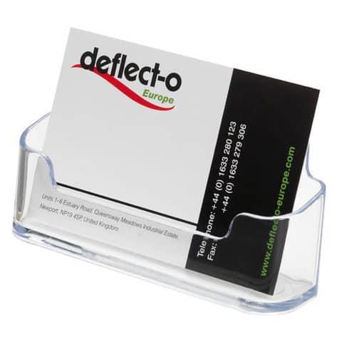 Portabiglietti da visita da tavolo deflectoÂ® in polistirene 1 scomparto trasparente 9,6×5,5×5 cm – 70101