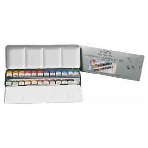 Winsor & Newton 0190553 pittura ad acqua Nero, Blu, Marrone, Ciano, Grafite, Verde, Grigio, Magenta, Arancione, Rosa, Rosso, Viola, Bianco, Giallo Palette 24 pezzo(i)