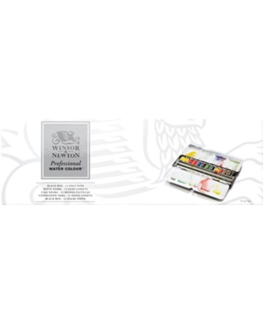 Winsor & Newton Set Black Box 12 Mezzi Godets Awc Confezione In Metallo
