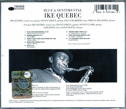 Blue and Sentimental (Rudy Van Gelder) - CD Audio di Ike Quebec - 2