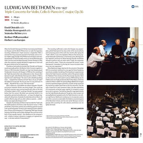 Concerto triplo in Do op.56 - Vinile LP di Ludwig van Beethoven,Herbert Von Karajan,Sviatoslav Richter,Mstislav Rostropovich,Berliner Philharmoniker,David Oistrakh - 2