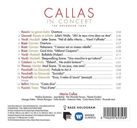 Callas in Concert. The Hologram Tour - CD Audio di Maria Callas - 2