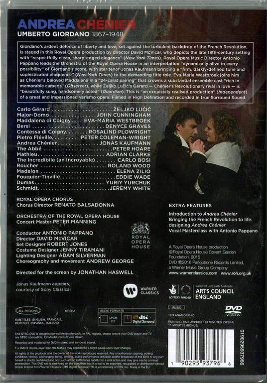 Umberto Giordano. Andrea Chenier (DVD) - DVD di Umberto Giordano,Jonas Kaufmann,Eva-Maria Westbroek - 2