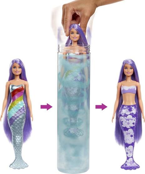 Barbie-Color Reveal Assortimento Bambola Sirena Cambia Colore con Look Misterioso da Rivelare - 10
