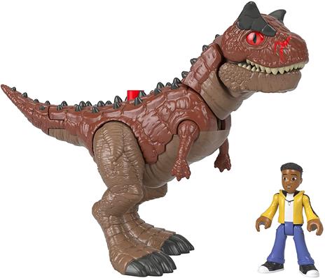 Fisher-Price- Imaginext Jurassic World Set Campo Avventura Personaggi Articolati Carnotauro e Darius - 5