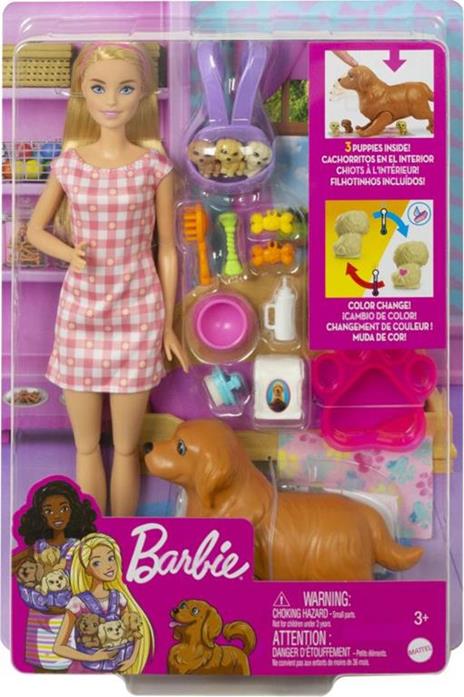 Barbie-Playset Cuccioli Appena Nati con Bambola Barbie Bionda, Cane che Partorisce - 9