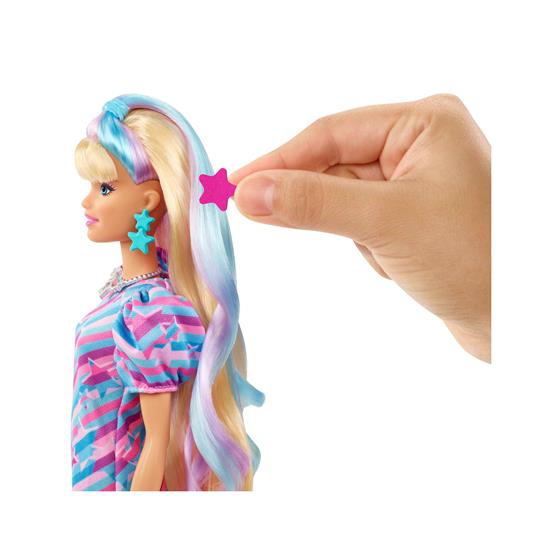 Barbie - Super Chioma Bambola con abito a stelle, capelli fantasia lunghi 21,6cm, abito, 15 accessori alla moda - 5