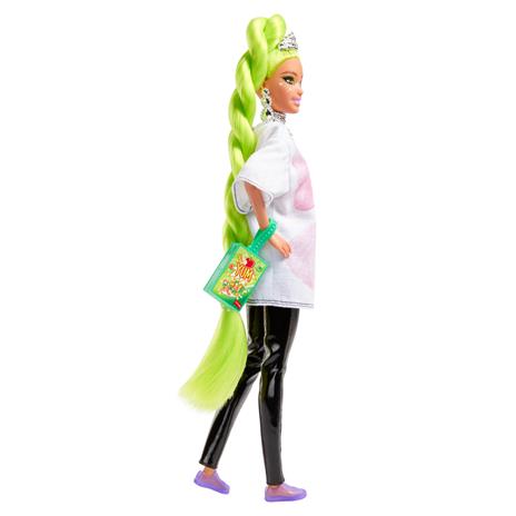 Barbie - Extra Bambola Snodata con Lunghissimi Capelli Verde Fluo, Giocattolo per Bambini 3+ Anni, HDJ44 - 7