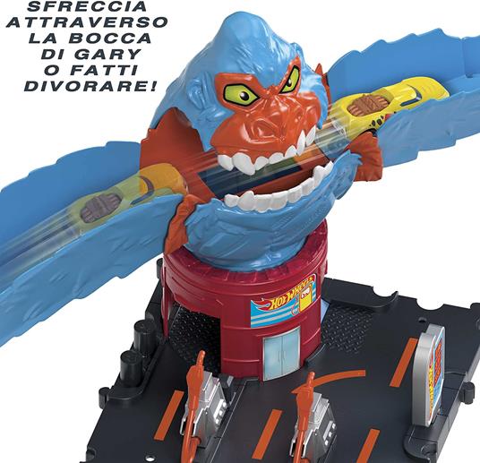 Hot Wheels - City Gorilla Attacco Distruttivo, Playset a Tema Stazione di Servizio con 1 Macchinina - 4