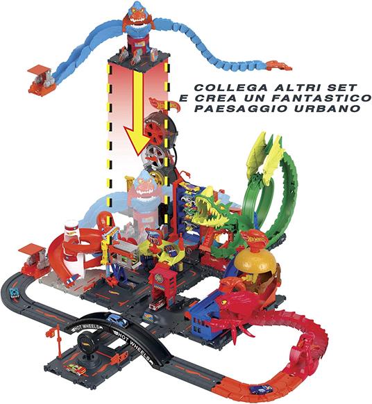 Hot Wheels - City Gorilla Attacco Distruttivo, Playset a Tema Stazione di Servizio con 1 Macchinina - 5