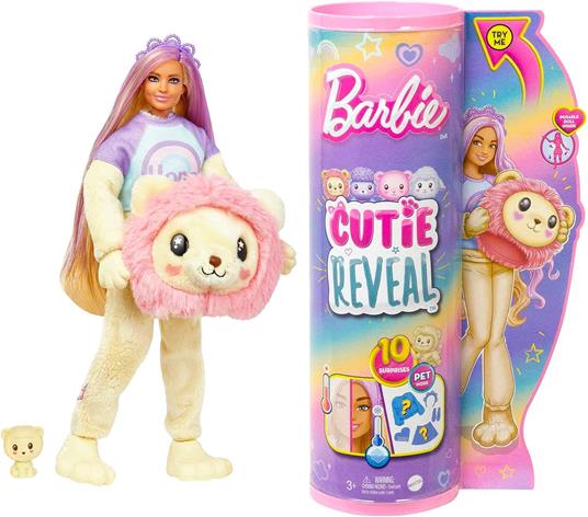 Barbie Cutie Reveal - Serie Pigiamini - Leoncino - Barbie - Bambole Fashion  - Giocattoli