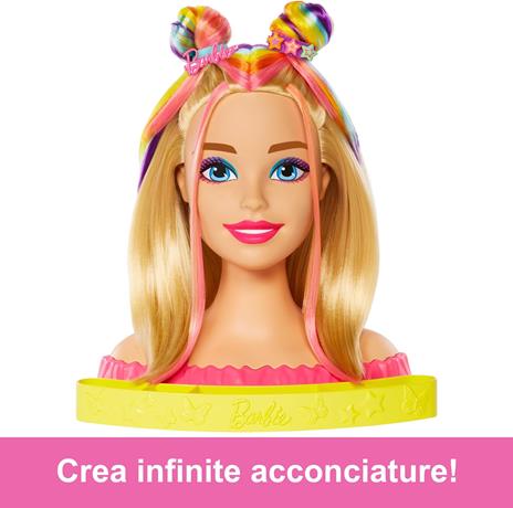 Barbie super chioma hairstyle capelli arcobaleno, testa pettinabile con  capelli biondi e ciocche arcobaleno fluo - Barbie - Bambole Fashion -  Giocattoli