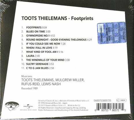 Footprints - CD Audio di Toots Thielemans - 2
