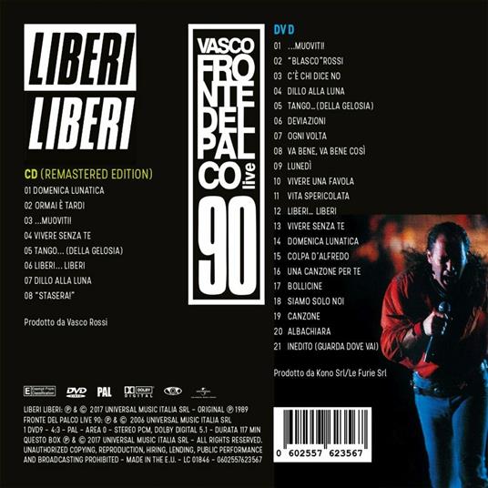 Liberi liberi - Fronte del palco. Live 90 (Remaster) - Vasco Rossi - CD |  Feltrinelli