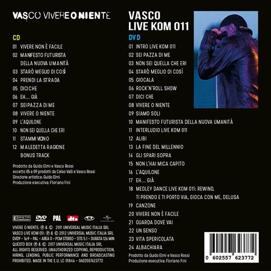 Vivere o niente - Live Kom 011 (Remaster) - Vasco Rossi - CD | Feltrinelli