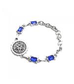 Bracciale Argentato del Ragazzo Nobile con Pietre Color Zaffiro Blu e Stemma - Pidak Shop