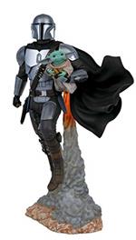 Diamond Select star wars milestone - the mandalorian - mandalorian & child statua 40cm, multicolore