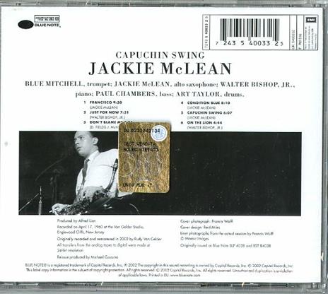 Capuchin Swing (Rudy Van Gelder) - CD Audio di Jackie McLean - 2