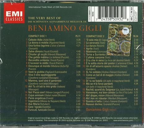 The Very Best of Singers: Beniamino Gigli - CD Audio di Beniamino Gigli - 2