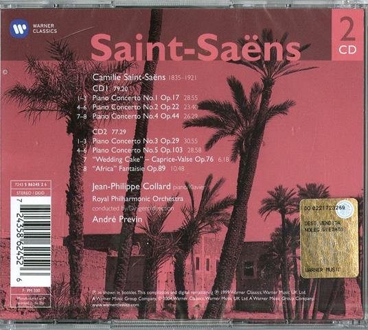 Concerti per pianoforte n.1, n.2, n.3, n.4, n.5 - CD Audio di Camille Saint-Saëns,André Previn,Royal Philharmonic Orchestra,Jean-Philippe Collard - 2