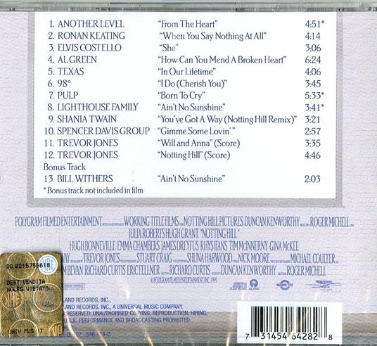 Notting Hill (Colonna sonora) - CD Audio - 2