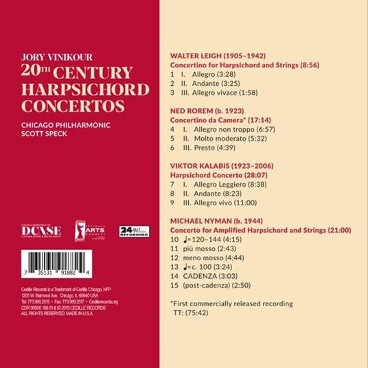 20th Century Harpsichord Concertos. Concerti per clavicembalo del XX secolo - CD Audio di Jory Vinikour - 2