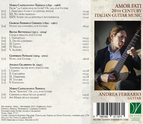 Amor Fati. 20th Century Italian Guitar Music - CD Audio di Andrea Ferrario - 2