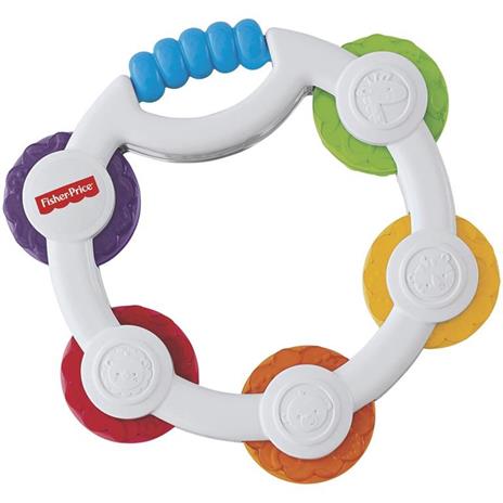 Fisher Price Tamburello a Sonagli, Giocattolo Musicale per Neonati 3+ Mesi. Mattel (BLT37)